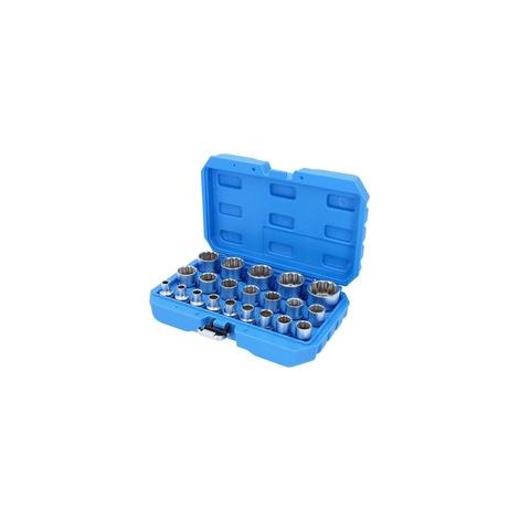 Juego de llaves de vaso de 21 piezas de 1/2" (12,7 mm), doce puntas, estrías de 836 mm, llave dinamométrica