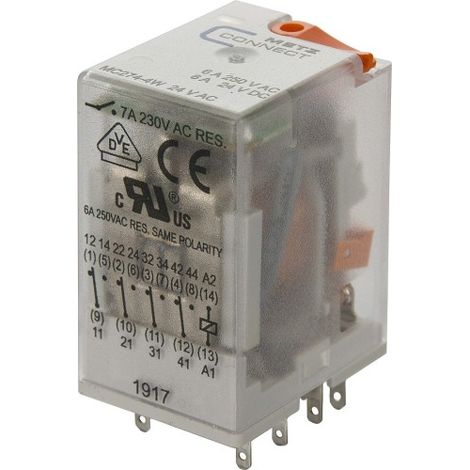 Metz Connect 110017101407 Relè ad innesto 24 V/AC 7 A 4 scambi 1 pz.