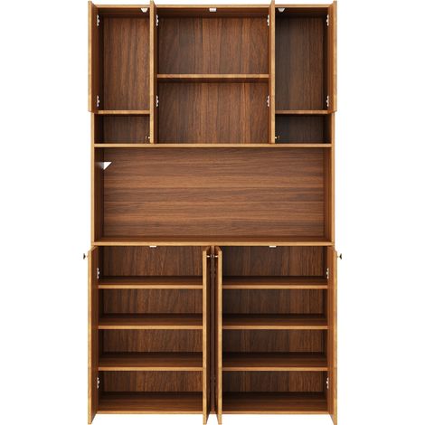 Hoher MDF-Sideboard mit PE-Rattan-Einsätzen und LED, 106 x 40 x 178 cm, MODENUIT (1/5)