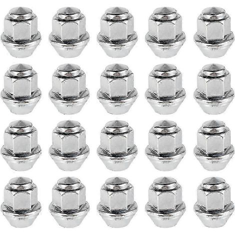20 écrous de roue compatibles avec les jantes M12x1,5, hexagone de 19 mm, coniques à 60°, en acier au carbone revêtu, remplacement OEM 1678260 25-26 (1/5)