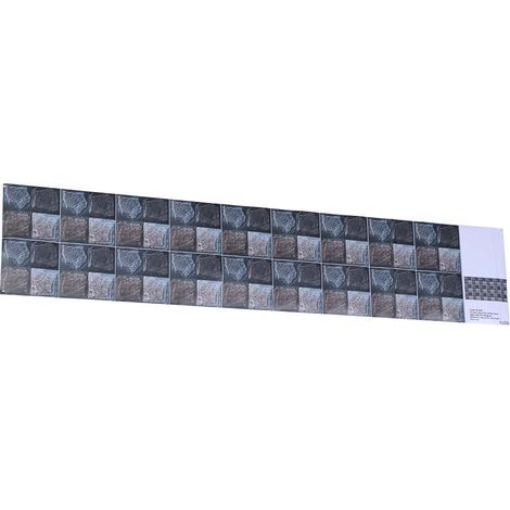 Autocollant mural carrelage PVC étanche auto-adhésif pelable déco 3D 200x20 cm carrés 10x10 cm pour cuisine salle bain salon (1) (1/5)