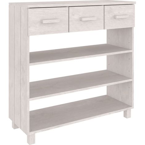 Table console,Table d'appoint,Bout de canapé,Meuble d'entrée HAMAR Blanc 90x35x90 cm Bois massif de pin