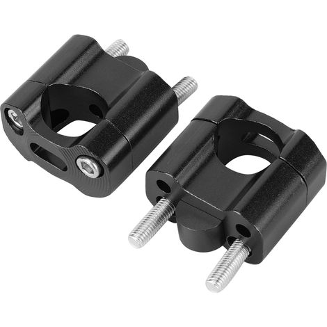 Paire de clips de fixation pour guidon de moto 22 mm/28 mm 1/8 pouce et 7/8 pouce, adaptateurs d'augmentation de hauteur, alliage d'aluminium CNC, noir. (1/5)