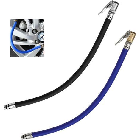 Tube D'Extension de Gonfleur de Pneu, 2 Pièces Tuyau de Gonflage Pneu Voiture, Tuyau Gonflage Pneu, pour Pneus de Voiture Pneus de Vélo Compresseurs d'air Pompes à Air, 14.56in Bleu & 14.56in (1/5)