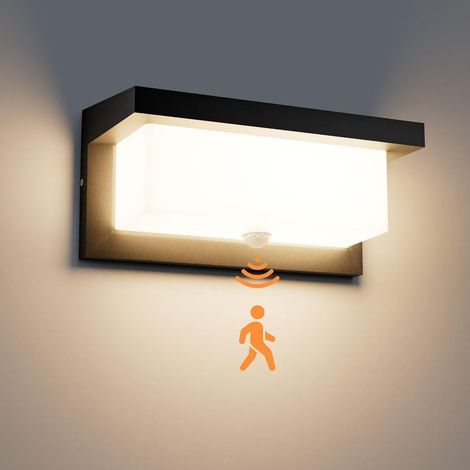 Aussenlampe mit Bewegungsmelder, 18W IP65 LED Wandleuchte Bewegungsmelder Innen Wandlampe Warmweiß Wasserdicht Außenleuchte für Garten Flur Treppenhaus (1/5)