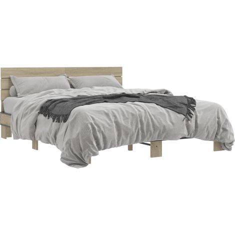 Maison Exclusive - Bettgestell Sonoma-Eiche 150x200 cm Holzwerkst (1/5)