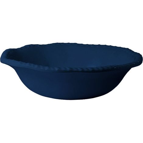 Assiette Creuse Ronde en Mélamine Bleue avec Bord Effet Corde 20 x 20 x 5,5 cm - PANGIVO (1/2)