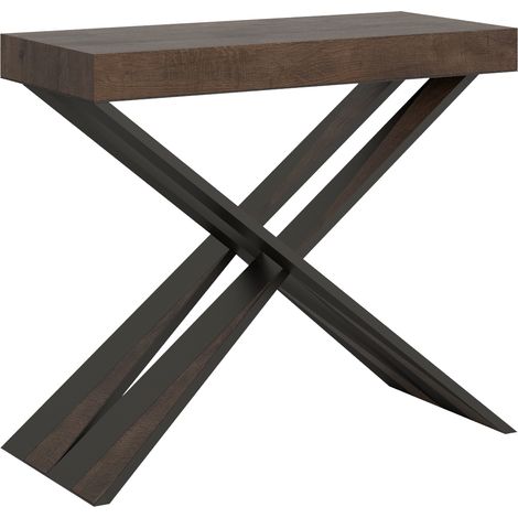 Table console d'entrée extensible couleur noyer 90x40-196cm Diago Small Noix (1/5)