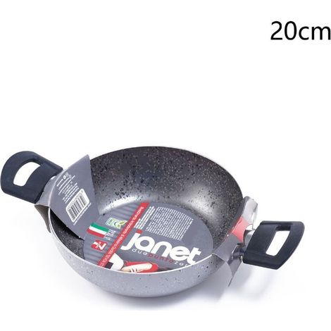 TrAdE Shop Traesio - Padella Alta Tegame Rivestimento Antiaderente 7 Strati Con 2 Manici ø 16-20-24-28-32 Cm - -20 cm -