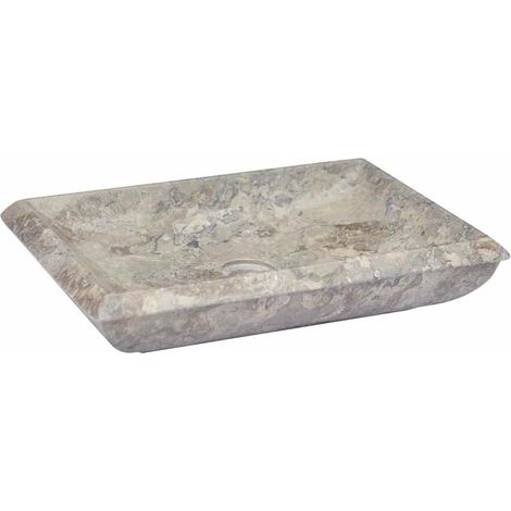 Vasque en marbre gris 50x35x10 cm