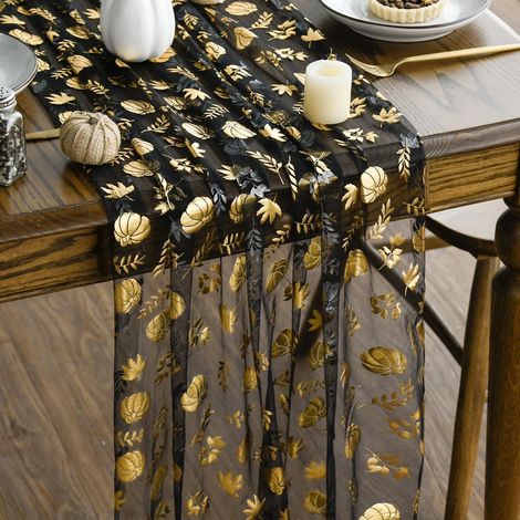 Tovaglia tavola tulle Autunnale Beige Dorato 70x300 cm (1/5)