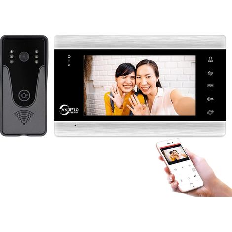 Système d'interphone vidéo, caméra de sonnette vidéo WiFi avec moniteur 1080p 7 pouces, caméra de sonnette filaire, prise en charge du déverrouillage à distance, détection de mouvement PIR
