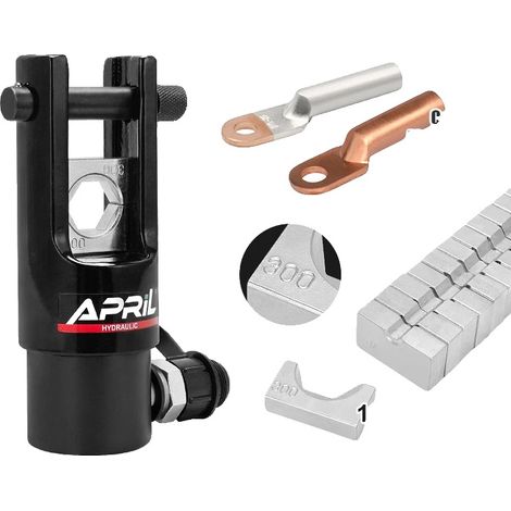Herramienta de crimpado hidráulica, acero aleado de alta resistencia, 300 mm de longitud, capacidad de crimpado de hasta 300 mm², accionamiento manual, personalizable. (1/5)