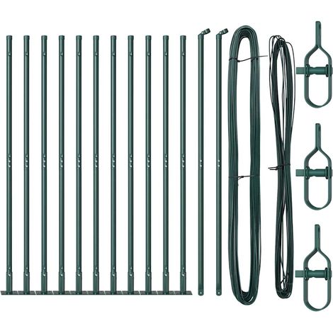 Poteau de clôture. 13 pcs Vert Acier (1/5)