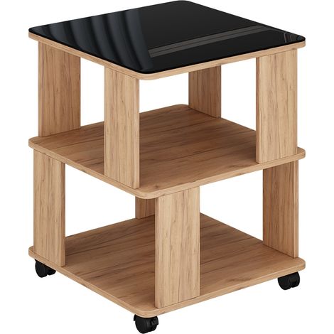 Couchtisch Velito, Goldkraft Eiche/Schwarz, 50 x 50 cm, Vicco