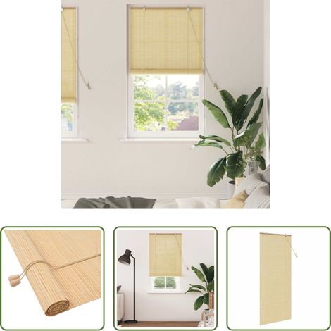 Store latéral - Store enrouleur avec des rideaux Nature 80 x 220 cm Bambou (1/5)