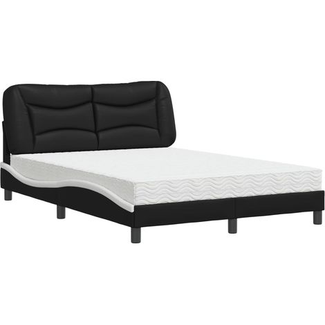 Maison Exclusive - Letto con Materasso Hvar Nero e Bianco 140x190 cm in Similpelle (1/5)