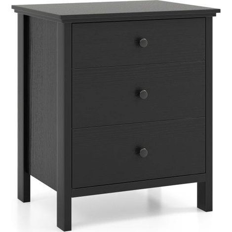 Table de chevet 3 tiroirs pour salon et chambre - noir (1/5)