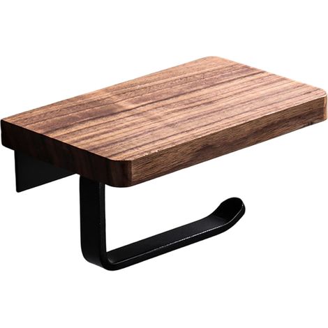 Porte-papier toilette avec étagère, murale rustique en bois (1/5)