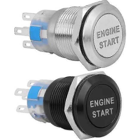 Botón pulsador de arranque para motor de coche, 12 V, resistente al agua, 2025. Encendido/arranque de aleación de aluminio y zinc negro. (1/5)