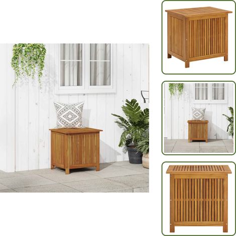 The Living Store Contenitore da Giardino 60x50x58 cm in Legno Massello di Acacia - Scatola da giardino