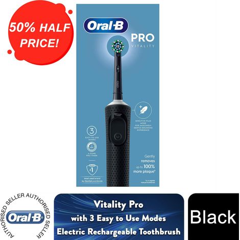 Oral-B Vitality Pro Rechargeable Electric Toothbrush with 1 Brush Heads, Black