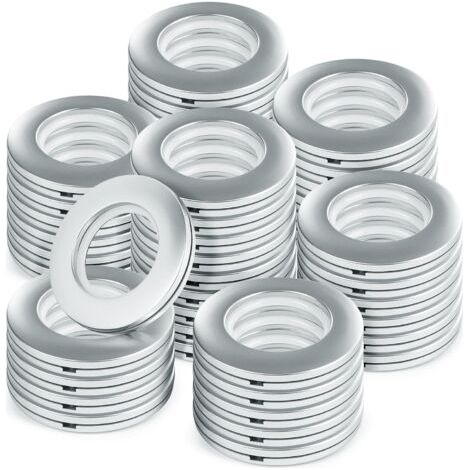Lot de 50 œillets de rideau de douche de 40 mm de diamètre intérieur (1-9/16 pouces) – Anneaux de rideau de douche à faible bruit pour tringle à rideau en plastique argenté mat (1/5)