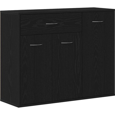 Aparador de roble negro de 88x30x70 cm, madera de ingeniería vidaXL (1/5)