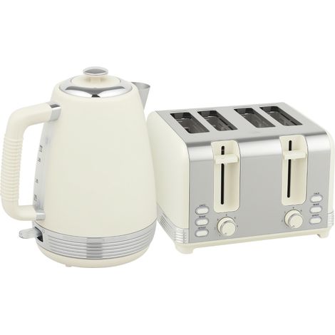 Wasserkocher- und Toaster-Set, 1,7 L, 2200W, Strix Thermostat, Filter, 4-Schlitz-Toaster, 7 Bräunungsstufen, Krümelfach