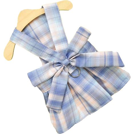 Robe à carreaux pour chien, nœud papillon, harnais et laisse. Robe d'été respirante, douce et confortable pour chiot, idéale au quotidien. (1/2)