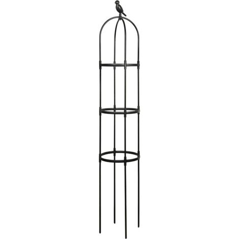 Soporte cónico para plantas, jaula metálica, acero inoxidable, versátil, 150 cm, negro, 1 unidad. (1/5)