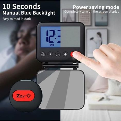 Réveil - Mini Horloge Numérique LCD - Rétroéclairé - Compact - Alarme Snooze (1/5)