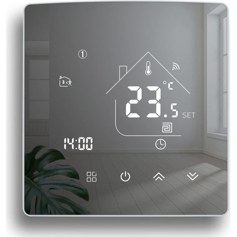 Smart WiFi Thermostat, Mirror Screen Gas Boiler Thermostat, Connected Thermostats, Wired Programmable Thermostat, Room Temperature Controller Compatible with Alexa Google Home 3A (1/5)