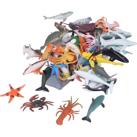 48 jouets d'animaux marins en plastique sûr et inoffensif, mini-figurines éducatives de la série Océan, pour les enfants de 4 à 6 ans. (1/5)