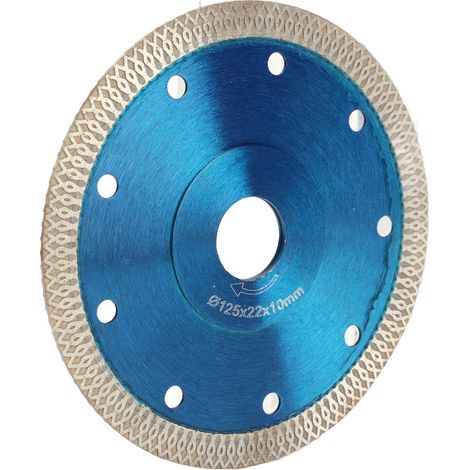 Diamanttrennscheibe 125x22x10mm, Doppeltrennscheibe für Nass- und Trockenschnitte an Keramik, Beton und Marmor, für präzises Schneiden, blaue Schleifscheibe. (1/5)