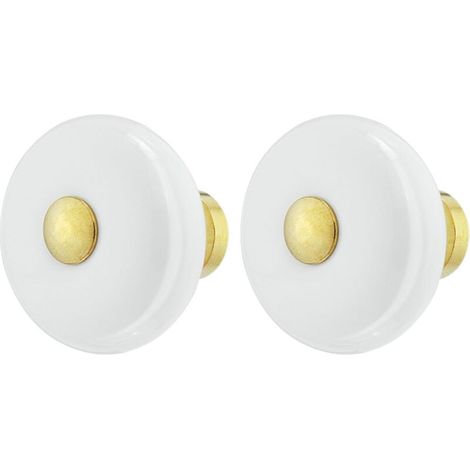 2x Bouton de tiroir porcelaine céramique 32 mm insert laiton poli avec vis Meuble Vintage Antique Style Porte Poignée Commode Armoire Maison (1/3)