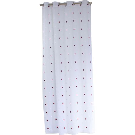 Voilage oeillets 140x240 sablé brodé SMARTIES bordeaux/blanc (1/4)