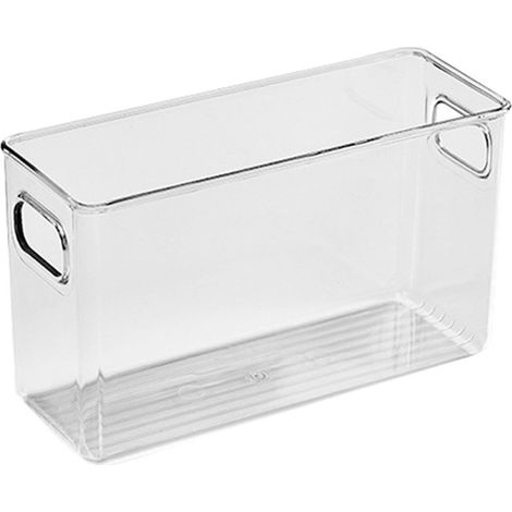 [Schreibtisch-Organizer] Stabile, transparente Aufbewahrungsbox aus PET (26 x 10 x 15 cm, 500 g) für Handyhüllen, Make-up und mehr (1/5)