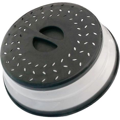 Couvercle anti-éclaboussures pliable pour micro-ondes, 26,7 cm (10,5 pouces), compatible lave-vaisselle, avec évent de vapeur, en silicone et plastique sans BPA (noir) (1/4)