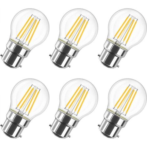 [NEVER USED] 6W G45 B22 Bayonet LED Filament Bulb, 2700K Warm White, 806Lm, Vintage Bulb, Non-Dimmable, Pack of 6