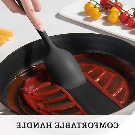 Lot de 2 spatules souples en silicone pour cuisiner, pâtisser et mélanger, avec une forme de cuillère large. (1/5)