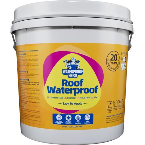 Revêtement Étanchéifiant pour Toit à Base d'Eau, Durable, Agent Étanchéité Multi-Surfaces Extérieur, Réparation des Fuites (5KG) (Gris) (1/5)