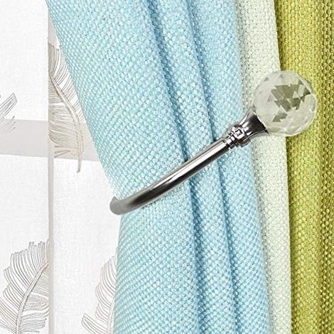 CSPARKV 155 x 68 mm, 2 Stück Kristall-Vorhang-Raffhalter, U-Design, Haken, Vorhang-Raffhalter, Metall-Vorhang-Raffhalter, Vorhang-Raffhalter (Silber)
