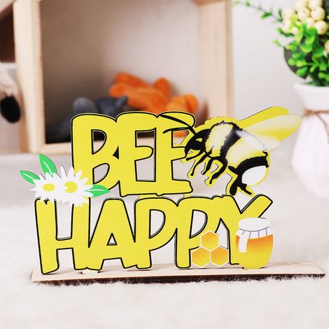 Ornement En Bois Abeille - Décoration Pour Plateau À Étages Et Étagère - Thème Apiculture - 20 x 4 x 10,5 cm - 1 Pièce (1/5)