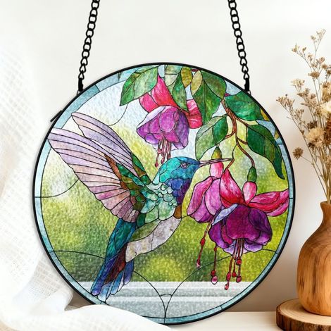 Vitrail colibri attrape-soleil 16 cm décoration suspendue fenêtre cadeau grand-mère (1/5)