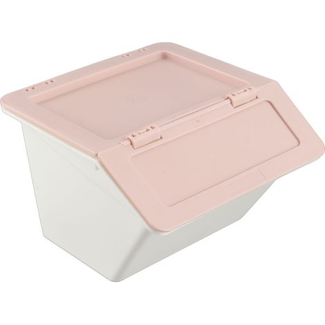 Boîte de Rangement Mini en Plastique Rose Empilable avec Couvercle Rabattable pour Bureau Bijoux Papeterie 8x8x6cm (1/5)
