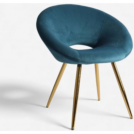 Poltrona in velluto elegante con gambe dorate Dolmen - Blu