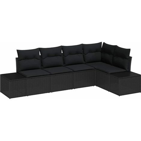 Maison Exclusive - Gartensofa-set mit Speicher 5 pcs Schwarz Poly