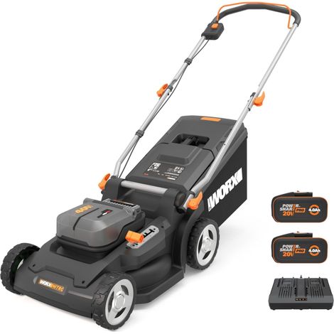 WORX Nitro - Tondeuse à Gazon sans Fil 40V - 4Ah - Surface Maximum de 500 m² - Ø41cm - 50L - Coupe jusqu'aux Bordures - 6 Hauteurs de Coupe - Livrée avec 2 Batteries et Chargeur - WG745E (1/3)
