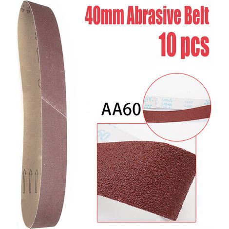 Lot de 10 bandes abrasives de 40 mm de large (maille 60) Machine à tréfiler les tubes ronds en acier inoxydable, polisseuse, ponceuse à bande, meuleuse, meuleuse d'angle, ponceuse à bande variable, ac (1/5)
